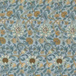 Medium Floral Vines, Gold, Blue, Porcelain, Morris Manor Sky, Moda, 8392-13 - Picture 1 of 2