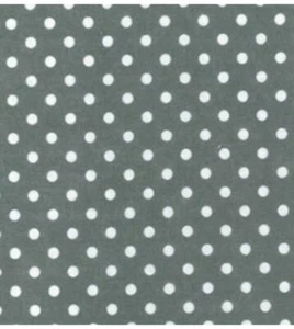 Printed Polycotton Craft Fabric Material - POLKA DOTS ON GREY - Picture 1 of 2