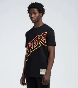 Mitchell & Ness Los Angeles Lakers 🔥 FLAMES 🔥 Black T-Shirt - Picture 1 of 6