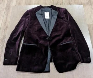 $ 695 Herren Boss Theory "Chambers" Samt schmale Passform Abendessen Jacke Malbec US 36R - Bild 1 von 8