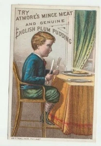 Try Atmore's Mince Meat and Genuine English Plum Pudding Victorian Trade Card - Picture 1 of 2