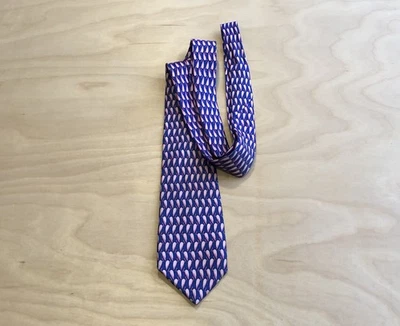 Corbata Thomas Rosa 100% Seda Cuello Azul Marino Rosa Diseño Flamenco M. Foto 1 de 4