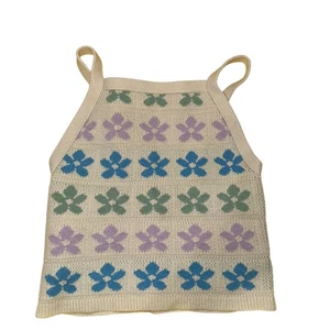 American Eagle Mujeres M Top Caprichoso Festival Floral Indie Boho Hippie Pastel Mod - Imagen 1 de 6