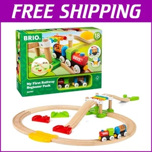 Interactive 18-Piece Wooden Train Set for Safe, Imaginative Toddler Adventures - Picture 1 of 12