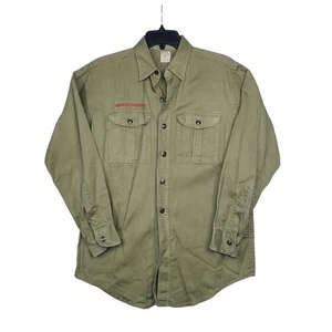 Camisa abotonada vintage de popelina sanforizada de los años 60 Boy Scouts verde oliva para hombre mediana - Imagen 1 de 13
