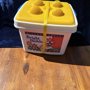 Vintage Discovery Toys Bright Builders 1996 Bricks W/ Storage Compartment - Picture 1 of 9