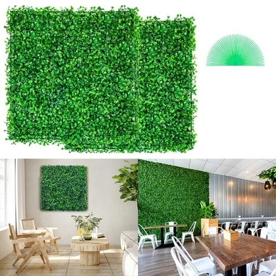 VEVOR Artificial Boxwood Panel 12pcs 10" X 10" Grass Hedge Wall Mat for Fence - Image 1 of 4