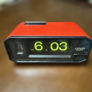 CITIZEN Flip Clock Red Battery Operated Table Clock Retro Showa Era Japan - Picture 1 of 8