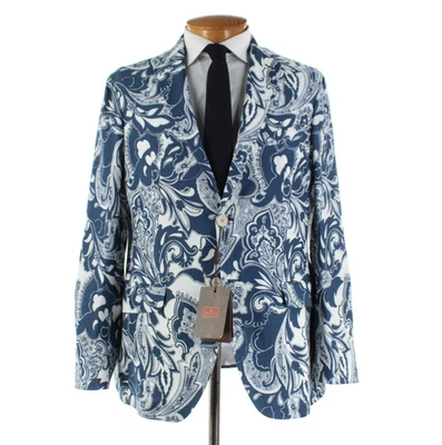 Abrigo deportivo de lino Etro nuevo con etiquetas talla 54 (44 EE. UU.) en azul y blanco cachemir Foto 1 de 4