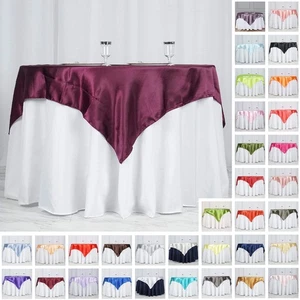 15 SATIN SQUARE 60x60" Table OVERLAYS Wedding Party Toppers Decorations SALE - Picture 1 of 154