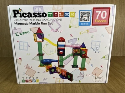 Picasso Tiles 70 Piece Magnetic Marble Run Model PTG70 Play Set Complete - Image 1 of 4
