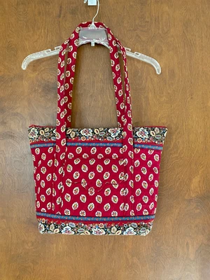 Vintage Vera Bradley XL  Zip Tote Bag Retired RED LEAF Print - Image 1 of 4