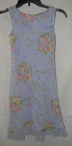 TALBOTS KIDS Girls Sz 7 Purplish Blue Floral Sleeveless Lined Midi Dress - Picture 1 of 4