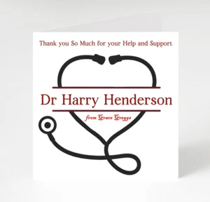 Personalised Thank you card for Doctor, Nurse, GP, Surgeon, Hospital Ward - Picture 1 of 5