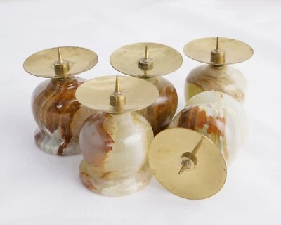 Natural Onyx Candle Holder, Small Marble Candle Holder, Set Of Candle Holders - Image 1 of 4