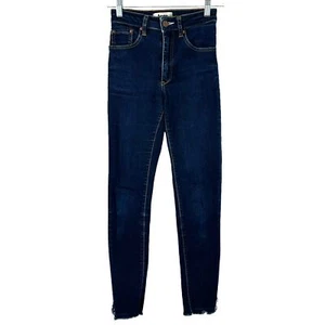 Acne Needle Soft Raw Dark Wash Denim Skinny Jeans Released Hem Size 25 - Picture 1 of 7