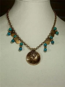 COLLAR DE CUENTAS CYNTHIA LYNN "FREE SPIRIT" COBRE Y TURQUESA GENUINA 16-18 PULGADAS - Imagen 1 de 1