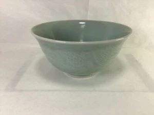 Y77 Antique Circa 19th Century Longquan Carp Pattern Porcelain Bowl - Set of 1 - Picture 1 of 4