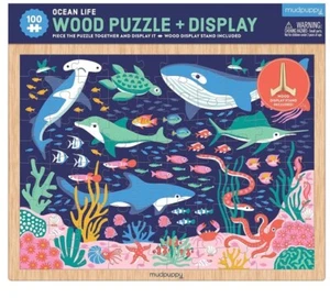 Ocean Life 100 Piece Wood Puzzle + Display Stand by Mudpuppy  | Brand New - Bild 1 von 2