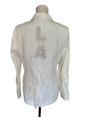 Central Park West 100% Linen Embellished L A Print At The Back Single Button S - Image 1 of 4