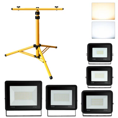 10-100W LED Fluter Baustrahler Flutlicht Strahler LED Fluter mit Stativ - Bild 1 von 4