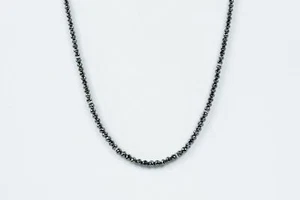 Awesome Quality Black Diamond Necklace Beads -Certified 2mm 925 Silver Claps AAA - Picture 1 of 4