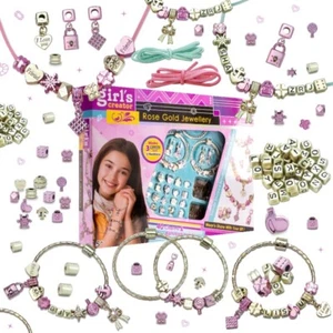 Bastelset Mädchen Anhängern Perlen Armbändern Halsketten Kinder DIY auffädeln - Bild 1 von 8