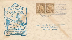 MILITARY NAVAL COVER FIRST DAY EVENT - USS FARRAGUT LAUNCHED DUPONT CANCEL - Picture 1 of 2