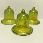 Lot of 3 Recycled Glass Cloche Hand Painted Spain Green Seedlings Candles 4"
