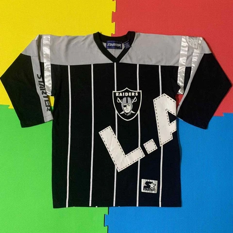 Vintage 90’s Los Angeles Raiders NFL all over print Starter jersey size Medium Cover