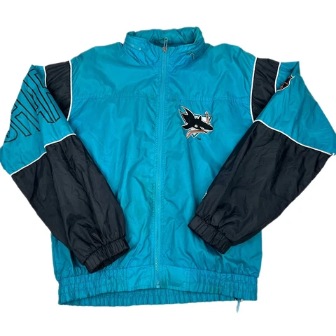 Vintage San Jose Sharks starter jacket coat windbreaker YOUTH XL Kids full zip Cover