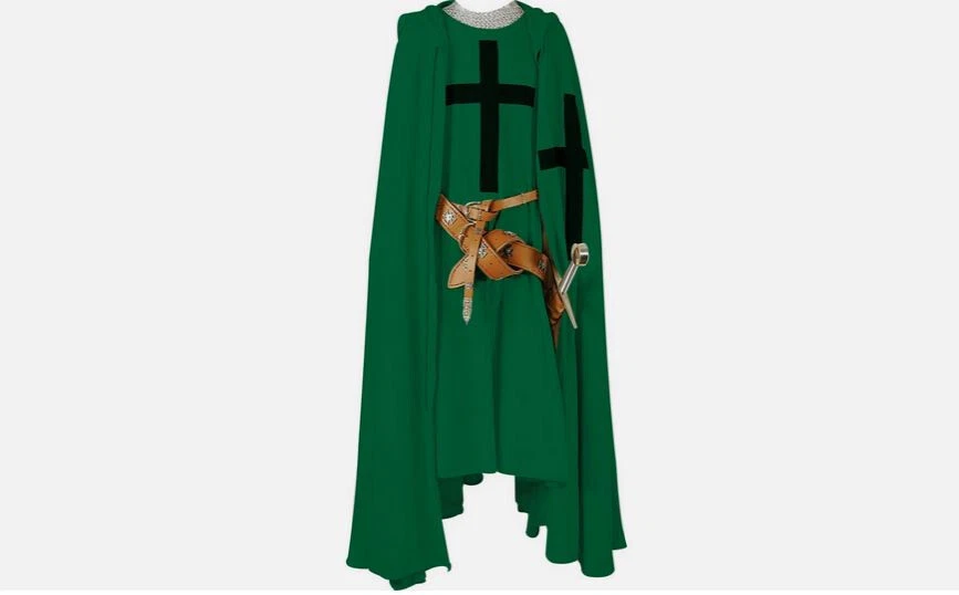 Túnica verde caballero templario medieval y capa con capucha disfraz renacentista SCA Foto 1 de 1