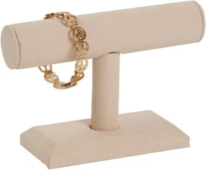 "Lote de 4 pantallas de pulsera de barra en T caqui imitación gamuza joyería 7 1/4"" x 5""" - Imagen 1 de 1
