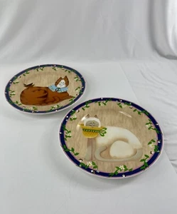 Sakura Garden Cats Set Of 2 Decorative Collectible Plate Cat Lover Ornament - Picture 1 of 9