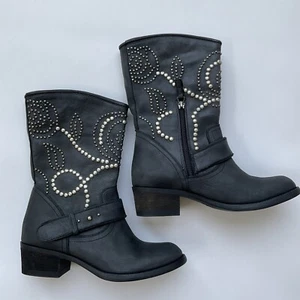 Botas para mujer Guess Esperanza Western de cuero tachonado en negro talla 5,5 - Imagen 1 de 14