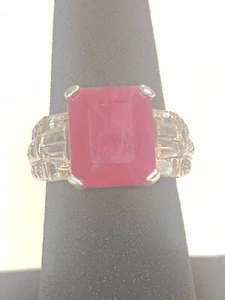 Vintage STS Sterling Silver Ruby & Cz Ring Size 7 - Picture 1 of 9