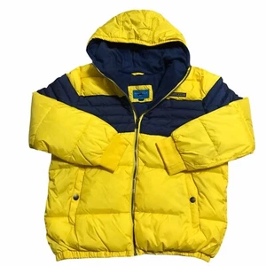 Perry Ellis Boys Puffer Jacket Size 18 Yellow Blue Lightweight & Water Resistant - Picture 1 of 10