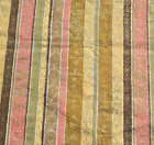 MCM Algiers Barkcloth Fabric 18 x 46 Pink Brown Green Yellow Metallic Gold