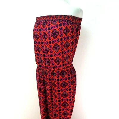 Комбинезон без бретелек BANANAREPUBLIC 1 шт. оранжевый зеленый пурпурный геометрический размер 6 б/у в отличном состоянии - Изображение 1 из 4