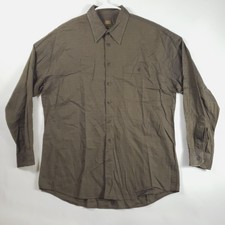 Scott Barber Mens Shirt Large Brown Cotton Button Up Long Sleeve Front Pockets