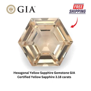 Hexagonal Yellow Sapphire Gemstone GIA Certified Yellow Sapphire 3.18 carats - Picture 1 of 5