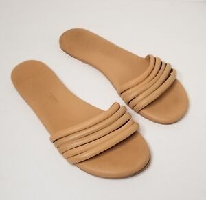 TKEES Serena Leather Slide Slip On Sandals Nude/Pout Lightweight Size 7