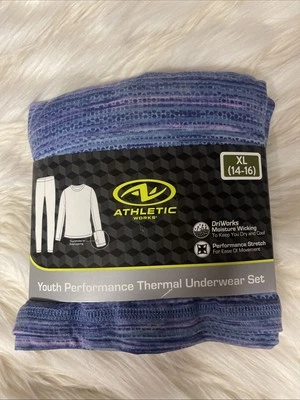 Nuevo conjunto de ropa interior térmica de rendimiento púrpura Athletic Works niña joven XL (14-16) Foto 1 de 2