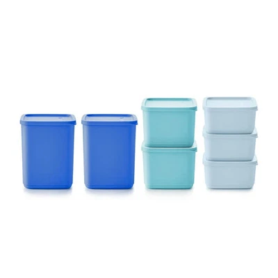 Tupperware Basic Brights 7 piezas contenedor de almacenamiento de alimentos conjunto azul NUEVO Foto 1 de 3