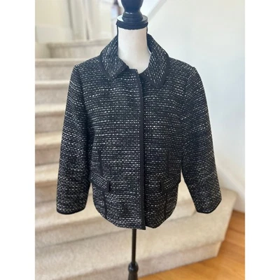 Blazer Talbots Blanco y Negro Boucle Tweed Botón a Presión Foto 1 de 4