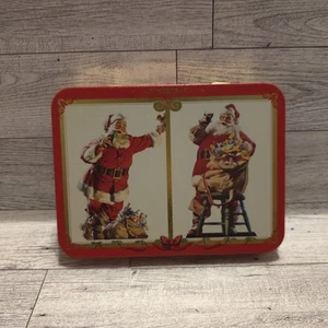 Coca-Cola Nostalgia Christmas Santas Playing Cards Tin Case New Vintage Retro - Picture 1 of 5