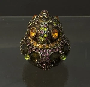 Jay Strongwater Multi Jewel Antique Brass Trinket Box - Picture 1 of 8