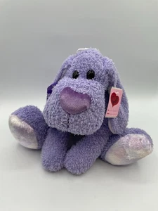 New Walmart Stuffed Plush Purple Puppy Dog 11" Love Heart Bow Sitting Floppy Tag - Picture 1 of 13