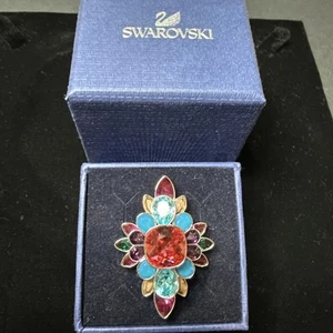 Swarovski Cardinal Rhodium Multi Colour Crystal Ring Size 7 - Picture 1 of 11