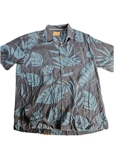 Tommy Bahama Shirt Mens Medium Hawaiian Floral Blue Short Sleeve Button Up - Picture 1 of 7